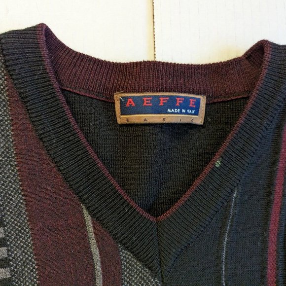 Aeffe Mens Sz M Sweater Pullover Italy Wool Blend Stripes Retro - Picture 4 of 7
